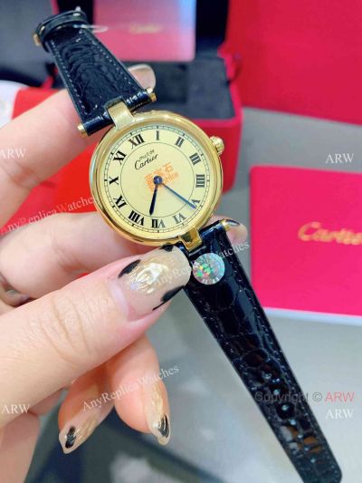 Best Quality Cartier Ronde Quartz watches Gold Face-Buy Replica Cartier Watches